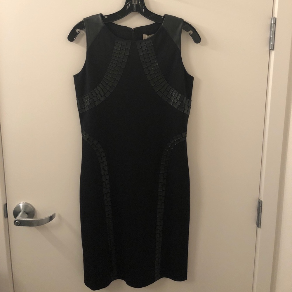 Black dress with leather accents